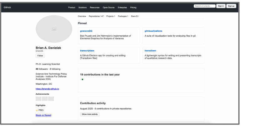 GitHub profile webpage reproduced by GPT-4o with simplified profile and contribution details